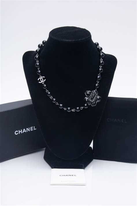 chanel black beaded cc logo earring|More.